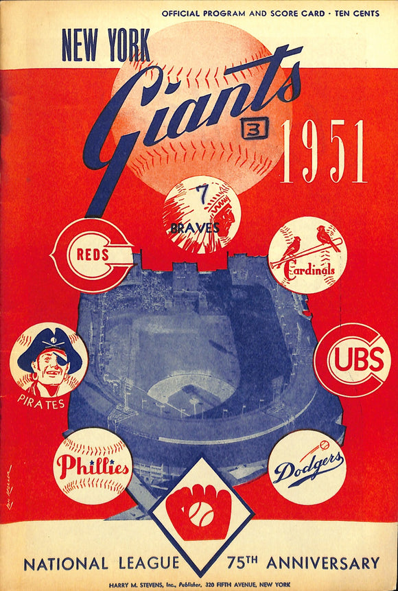 1951 New York Giants Official Program Score Card