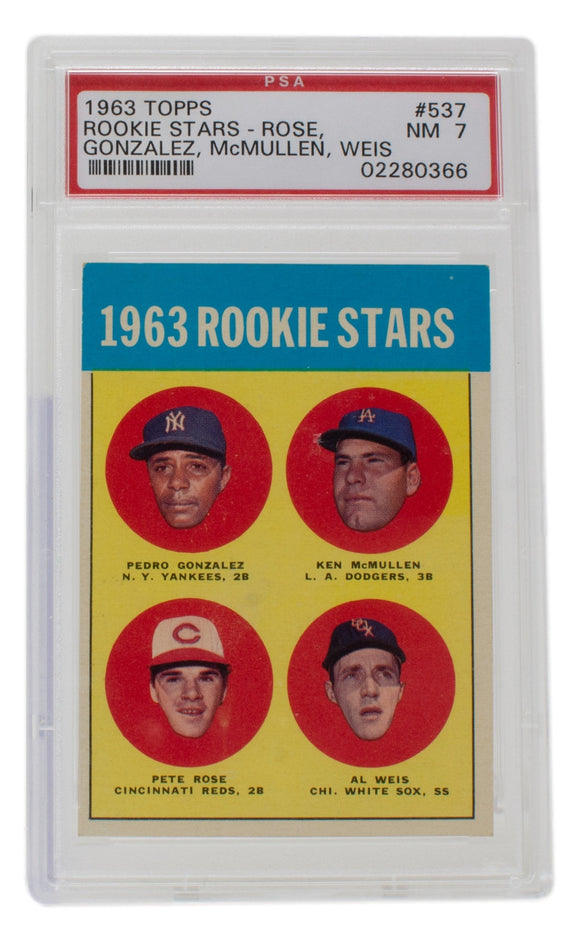 1963 Pete Rose Topps Rookie Stars #537 Baseball Card PSA NM 7 Sports Integrity