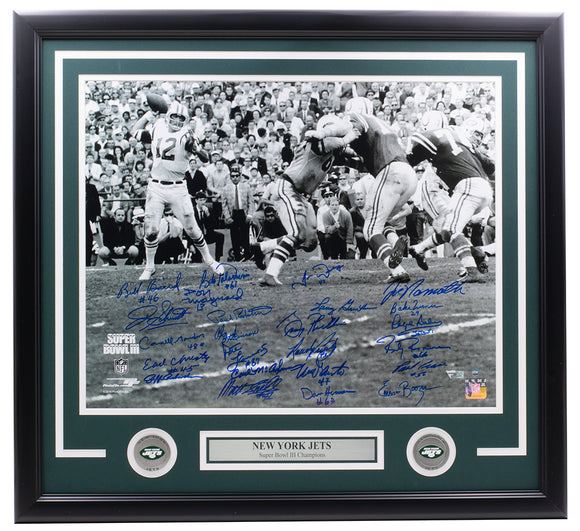 1969 New York Jets 24 Signed Framed 16x20 Super Bowl III Photo Fanatics Steiner Sports Integrity