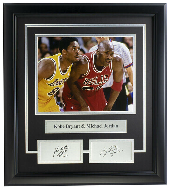 Kobe Bryant & Michael Jordan Framed 8x10 Photo w/ Laser Engraved Signatures Sports Integrity