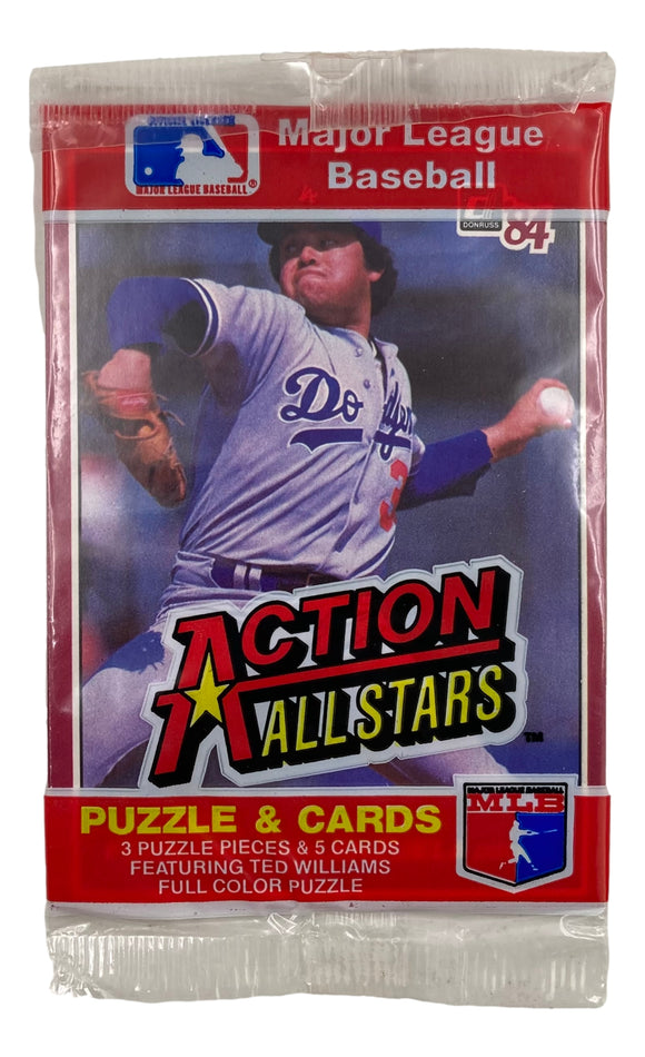 1984 Donruss Action All Stars Puzzle & Card Pack Fernando Valenzuela Wade Boggs