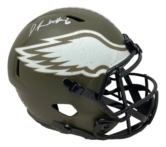Devonta Smith Signed Eagles FS Salute To Service Speed Replica Helmet Fanatics Sports Integrity