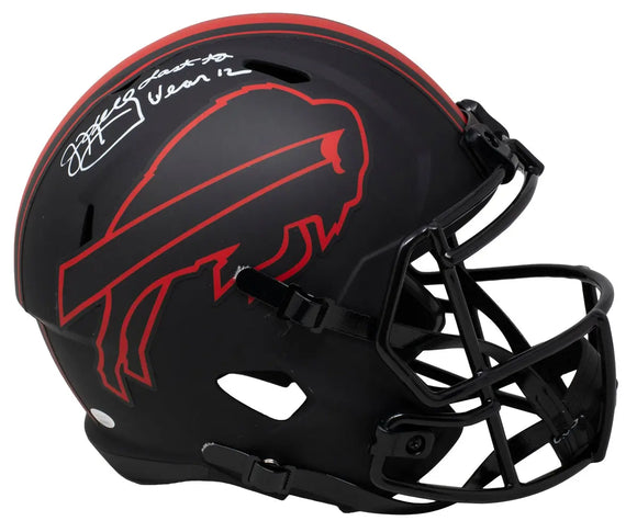 Jim Kelly Signed Full Size Speed Replica Eclipse Helmet Last to Wear 12 JSA ITP Sports Integrity