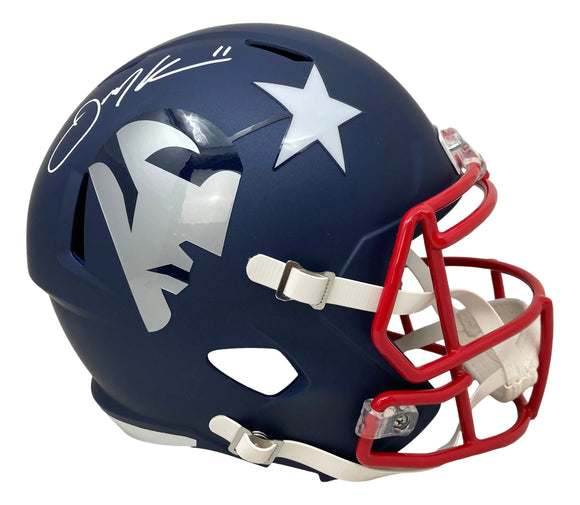 Julian Edelman Signed New England Patriots FS AMP Speed Replica Helmet JSA Sports Integrity