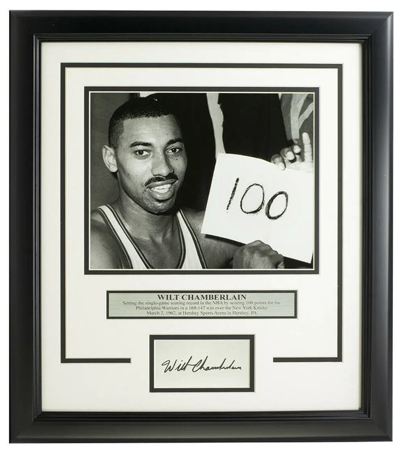 Wilt Chamberlain Framed 8x10 Warriors 100 Point Photo w/Laser Engraved Signature Sports Integrity