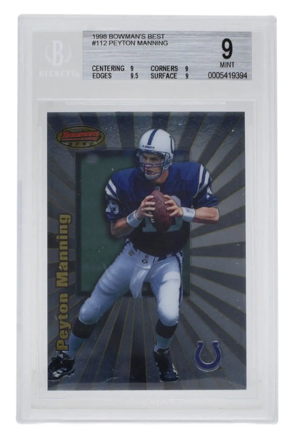 Peyton Manning 1998 Bowman #112 Indianapolis Colts Best Football Card BGS MT 9 Sports Integrity