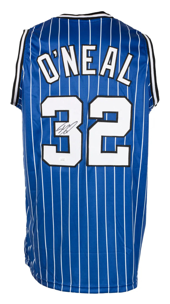 Shaquille O'Neal Signed Custom Blue Striped Pro Style Basketball Jersey JSA ITP Sports Integrity