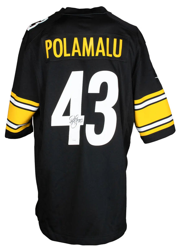 Troy Polamalu Signed Pittsburgh Steelers Black Nike Replica Football Jersey JSA Sports Integrity