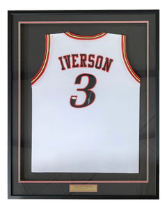 Allen Iverson Signed Framed Custom White Pro-Style Basketball Jersey JSA Sports Integrity