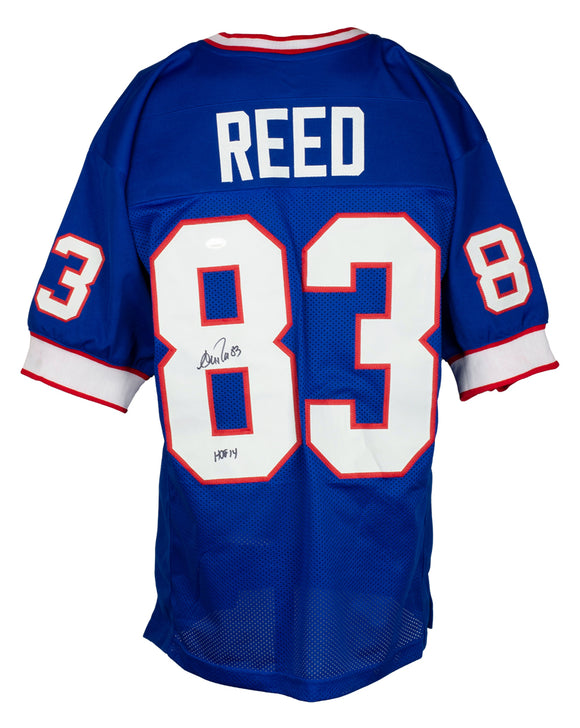 Andre Reed Signed Custom Blue Pro Style Football HOF 14 Inscribed JSA Sports Integrity