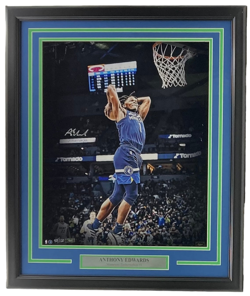 ANTHONY EDWARDS Timberwolves Framed 15 x 17 Game Used Basketball