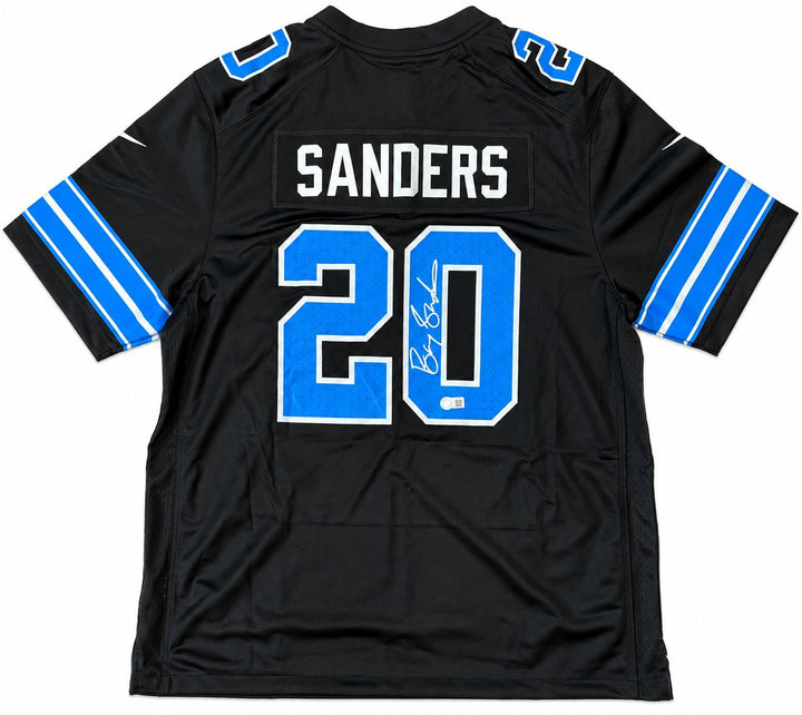 Barry Sanders Signed Detroit Lions Black Nike Game Replica Jersey Schwartz