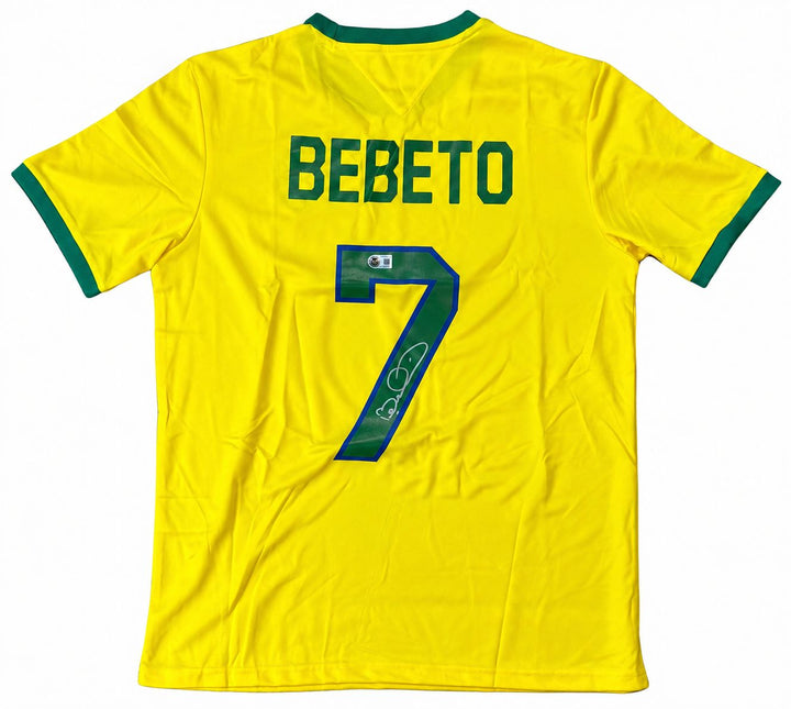 Bebeto Signed Brazil Athleta Soccer Jersey BAS