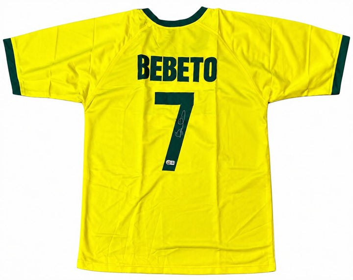 Bebeto Brazil Signed Yellow Soccer Jersey BAS