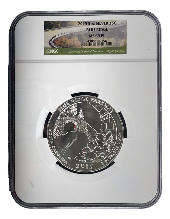 2015 Blue Ridge MS69PL 5oz Silver 25C Coin NGC 4308050-156 Sports Integrity