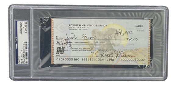 Bob Gibson St. Louis Cardinals Signed Slabbed Personal Bank Check #1398 PSA/DNA Sports Integrity