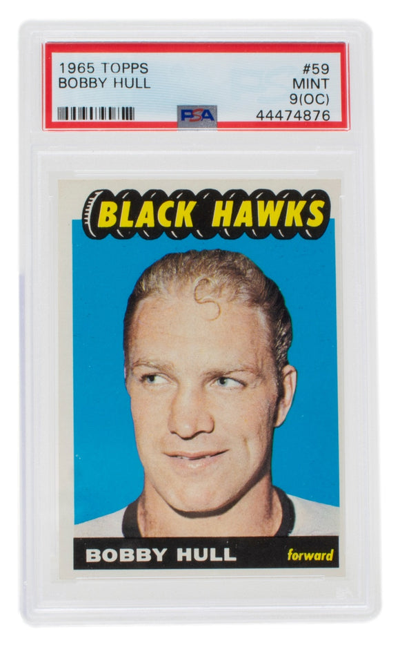 Bobby Hull 1965 Topps #59 Chicago Black Hawks Hockey Card PSA/DNA Mint 9 OC Sports Integrity