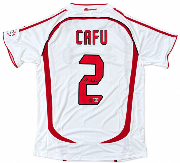 Cafu Signed AC Milan 2007 Champions League Adidas Soccer Jersey BAS
