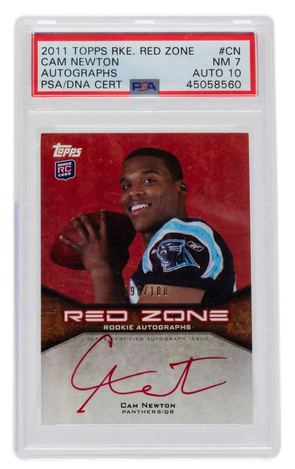 Cam Newton Signed 2011 Topps Rookie Red Zone #CN Panthers Football Card PSA/DNA 10 Sports Integrity