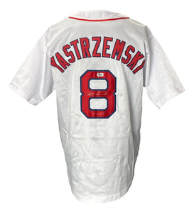 Carl Yastrzemski Signed Custom White Pro-Style Baseball Jersey TC 67 BAS Sports Integrity