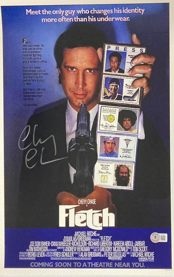 Chevy Chase Signed 11x17 Fletch Movie Poster Photo BAS Sports Integrity