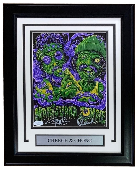 Cheech & Chong Signed Framed 8x10 Marijuana Zombie JSA
