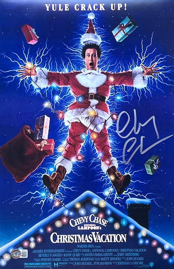 Chevy Chase Signed 11x17 Christmas Vacation Poster Photo BAS ITP Sports Integrity