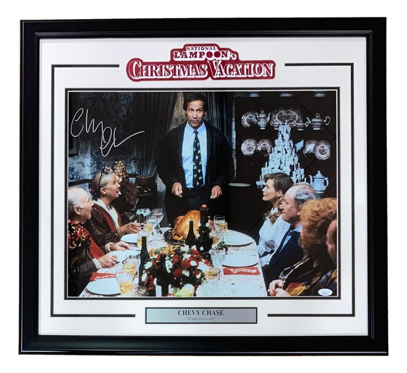 Chevy Chase Signed Framed 16x20 Christmas Vacation Turkey Photo JSA Hologram Sports Integrity
