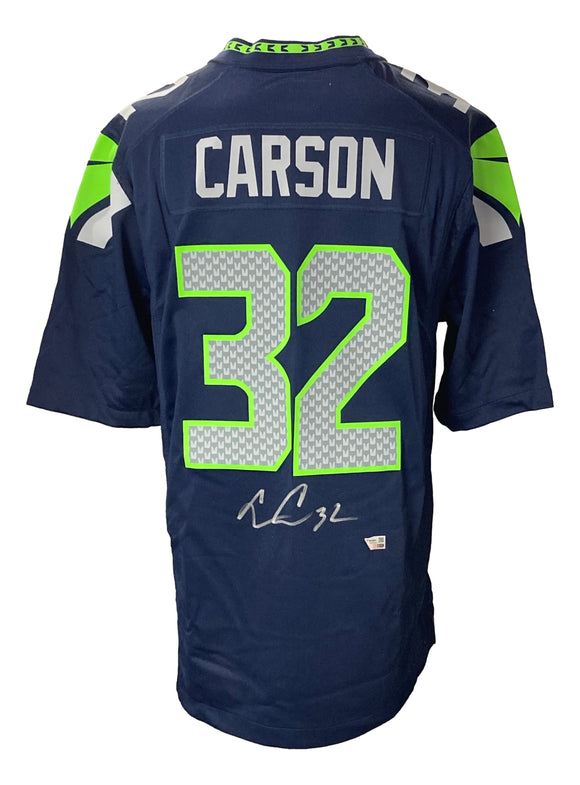 Chris Carson Signed Seattle Seahawks Nike Game Replica Jersey Fanatics Sports Integrity