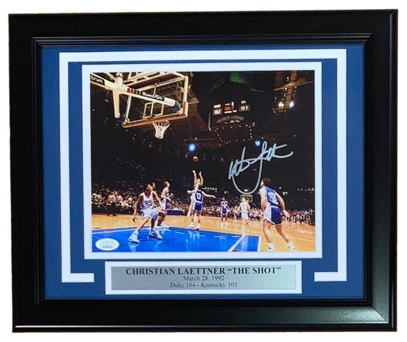 Christian Laettner Signed Framed 8x10 Duke Blue Devils The Shot Photo JSA ITP