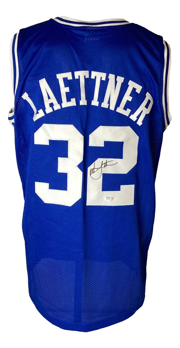 Christian Laettner Duke Signed Blue The Shot Basketball Jersey PSA