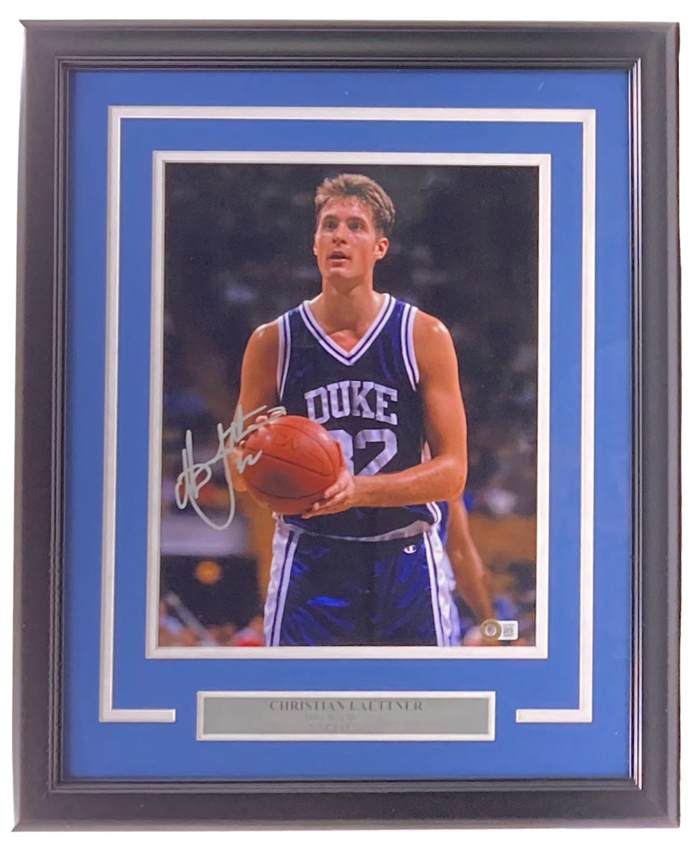 Christian Laettner Autographed and Framed Duke Blue Devils Jersey