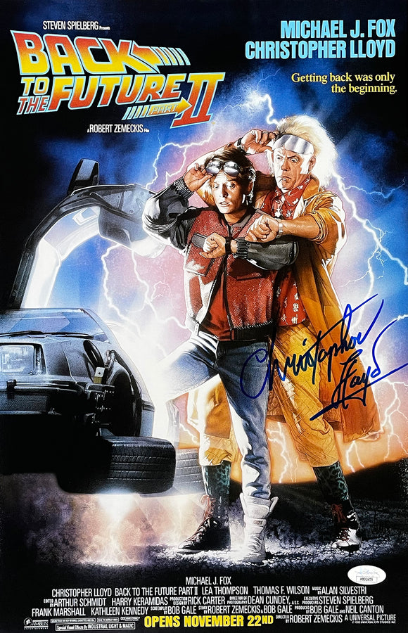 Christopher Lloyd Signed 11x17 Back to the Future Part II Poster Photo JSA Sports Integrity