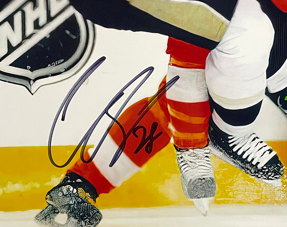 Claude Giroux Philadelphia Flyers Autographed 16 x 20 Orange Jersey Celebrating Spotlight Photograph