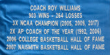 Coach Roy Williams Signed Custom Blue College Basketball Stat Jersey BAS ITP Sports Integrity
