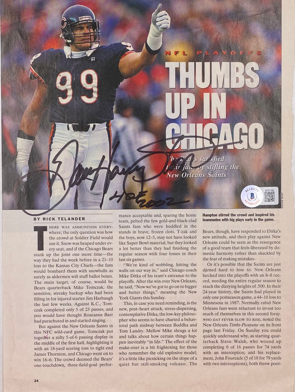 Dan Hampton Signed Chicago Bears Magazine Page HOF 2002 BAS BH71193 Sports Integrity