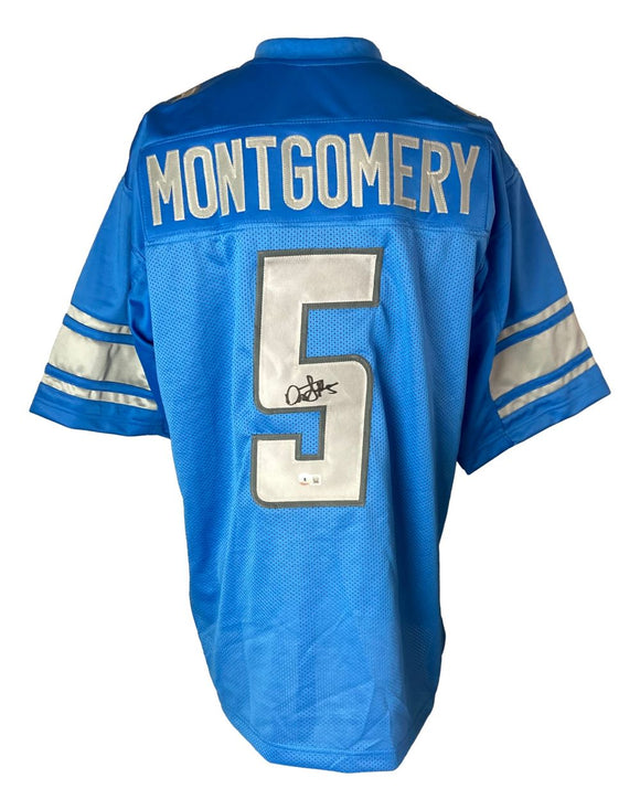 David Montgomery Detroit Signed Light Blue Football Jersey BAS