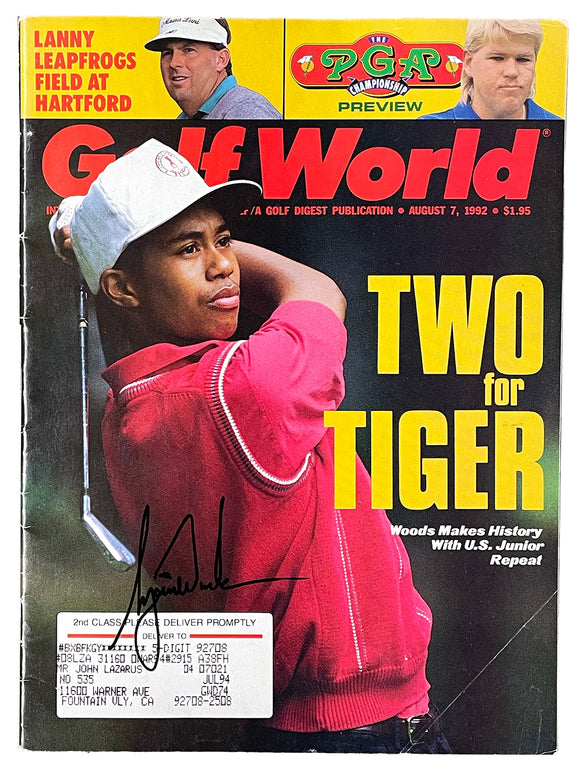1992 Tiger Woods Early Signature Signed August 7th Golf World Magazine PSA LOA Sports Integrity