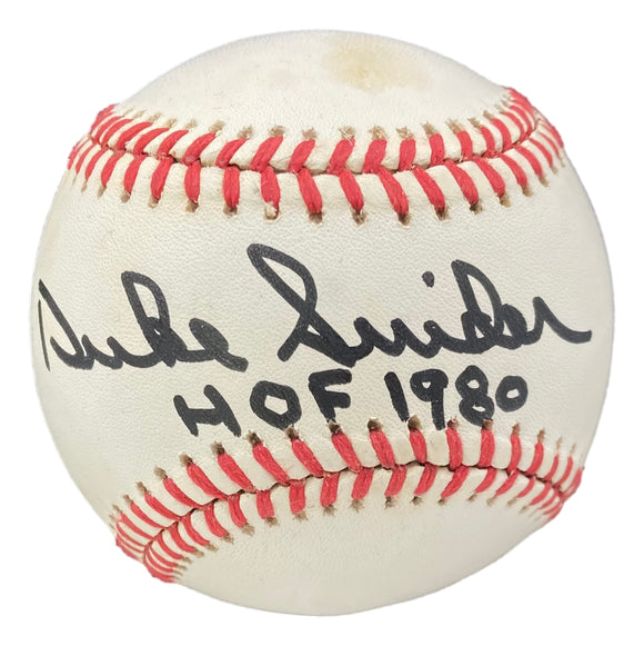 Duke Snider Dodgers Signed National League Baseball HOF 1980 Inscr BAS BH080040 Sports Integrity