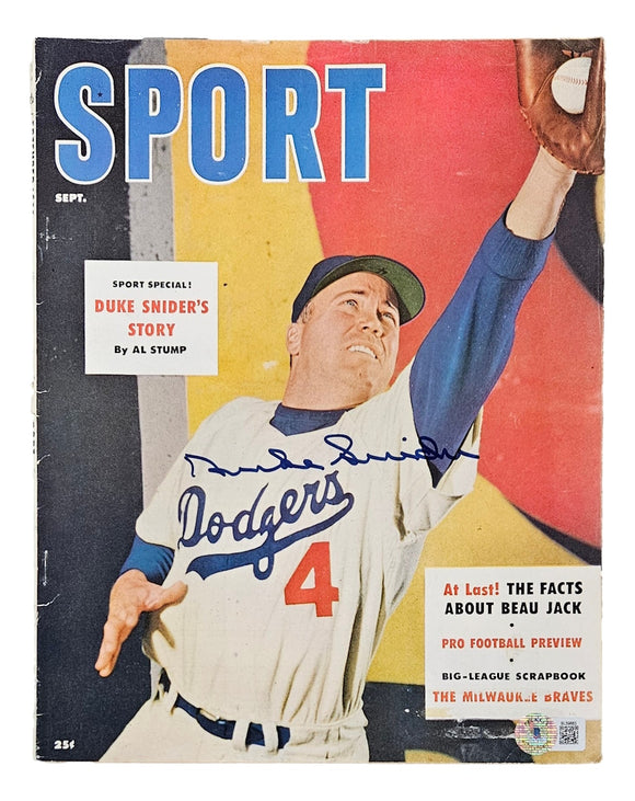 Duke Snider Brooklyn Dodgers Signed 1955 Sport Magazine BAS