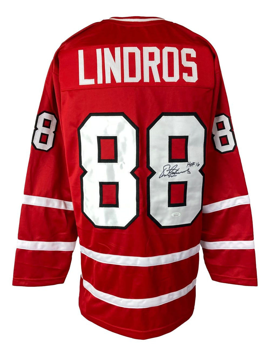 Eric Lindros Canada Signed Red Hockey Jersey HOF 16 Inscribed JSA