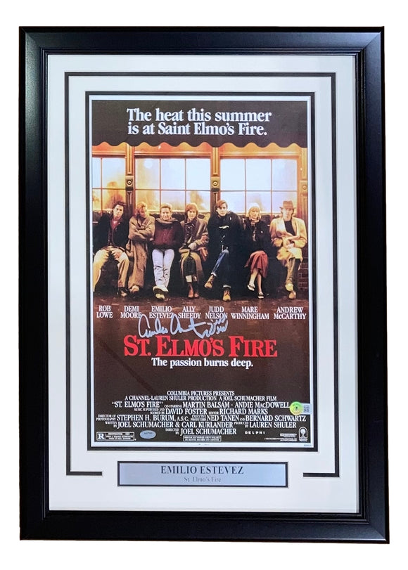 Emilio Estevez Signed Framed 11x17 St. Elmo's Fire Photo BAS Sports Integrity