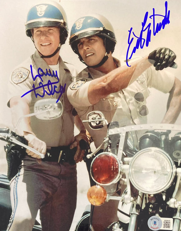 Erik Estrada Larry Wilcox Signed 8x10 CHIPS Motorcycle Photo BAS ITP Sports Integrity