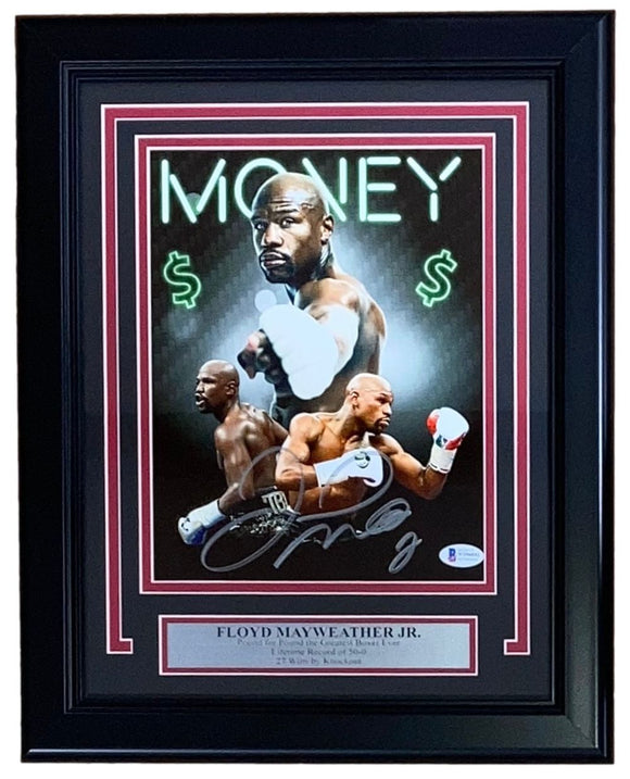 Floyd Mayweather Jr Signed Framed 8x10 Money Collage Photo BAS