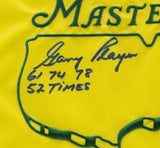 Gary Player Signed Framed 2018 Masters Golf Flag 61 74 78 52 Times Insc BAS LOA Sports Integrity