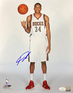 Giannis Antetokounmpo Signed 11x14 Milwaukee Bucks White Photo BAS