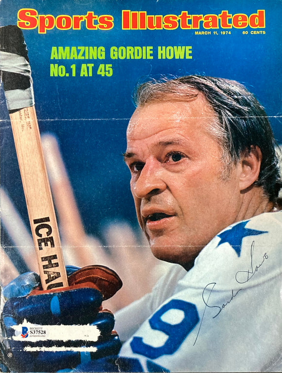 Gordie Howe Signed Hartford Whalers Sports Illustated Magazine Cover BAS Sports Integrity