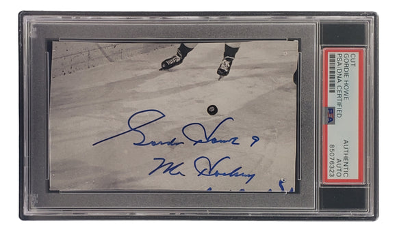 Gordie Howe Signed Slabbed Detroit Red Wings Cut Signature PSA/DNA 85076323 Sports Integrity