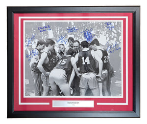 Hoosiers (8) Cast Signed Framed 16x20 Team Huddle Photo BAS Sports Integrity