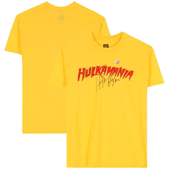 Hulk Hogan Signed WWE Yellow Hulkamania Officially Licensed T-Shirt